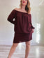 Wilfred "Duree Off-Shoulder Long Sleeve Dress in Brown" (Size L)