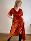 BALTIC BORN "Meghan Velvet Wrap Maxi Dress" in Rust (Size L)