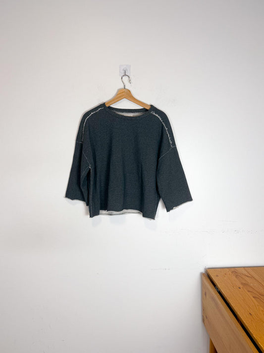 Paper Label Canadian Cropped Sweater in Grey (Size S)