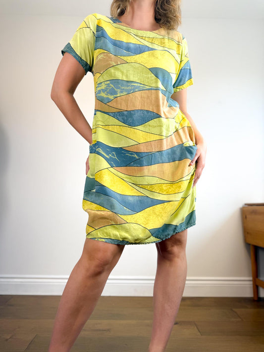 Made in Italy Landscape Print Dress (Size M/L)