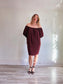 Wilfred "Duree Off-Shoulder Long Sleeve Dress in Brown" (Size L)