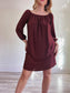 Wilfred "Duree Off-Shoulder Long Sleeve Dress in Brown" (Size L)