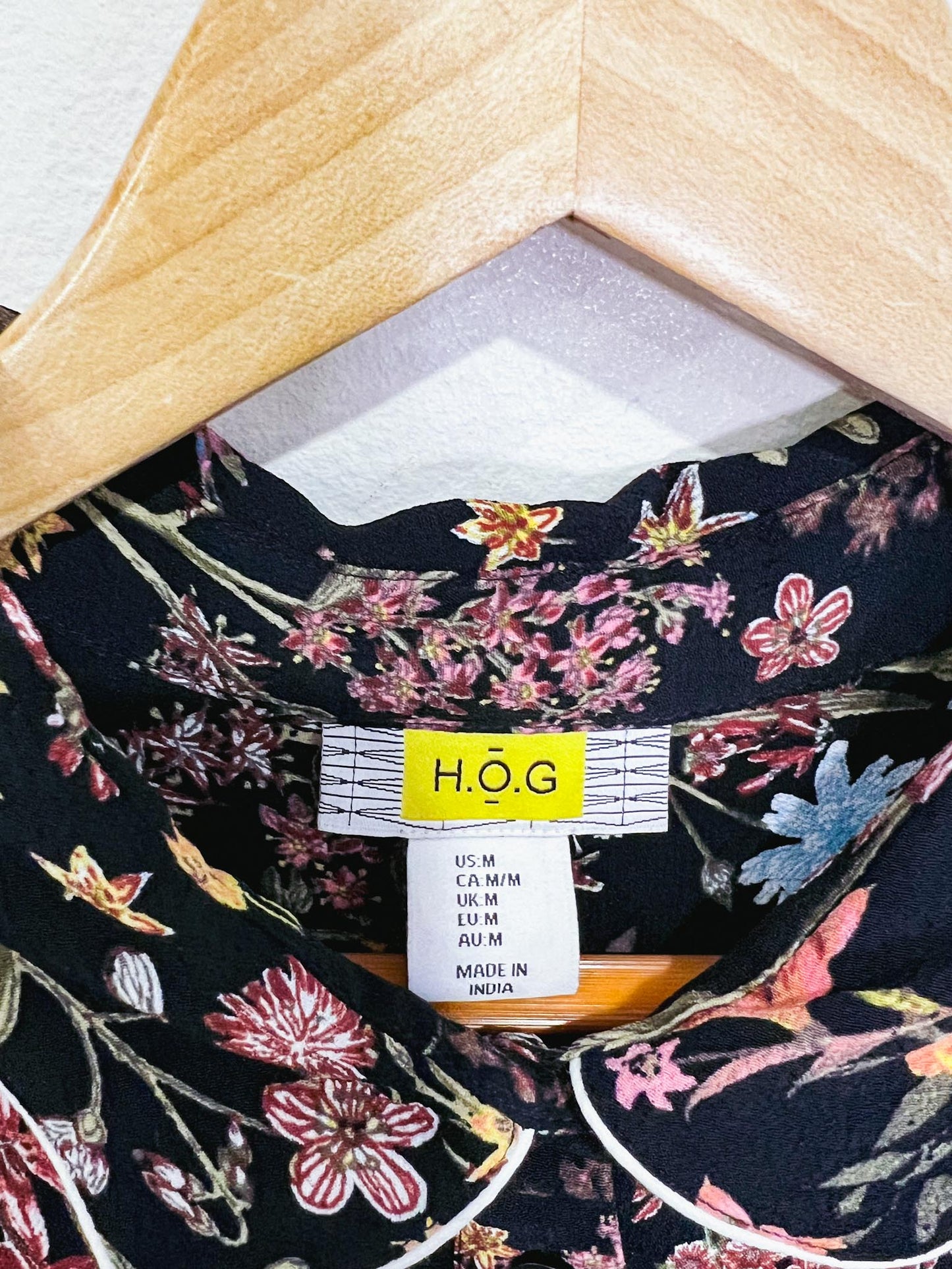 H.O.G Long Sleeve Floral Dress in Black (Size M)