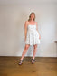 Abercrombie & Fitch Tiered Linen Mini Dress in Blue/White Floral (Size L)