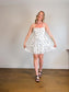 Abercrombie & Fitch Tiered Linen Mini Dress in Blue/White Floral (Size L)