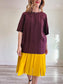 COS Maroon Oversized Dress with Yellow Chiffon Panel (Size L)