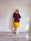 COS Maroon Oversized Dress with Yellow Chiffon Panel (Size L)