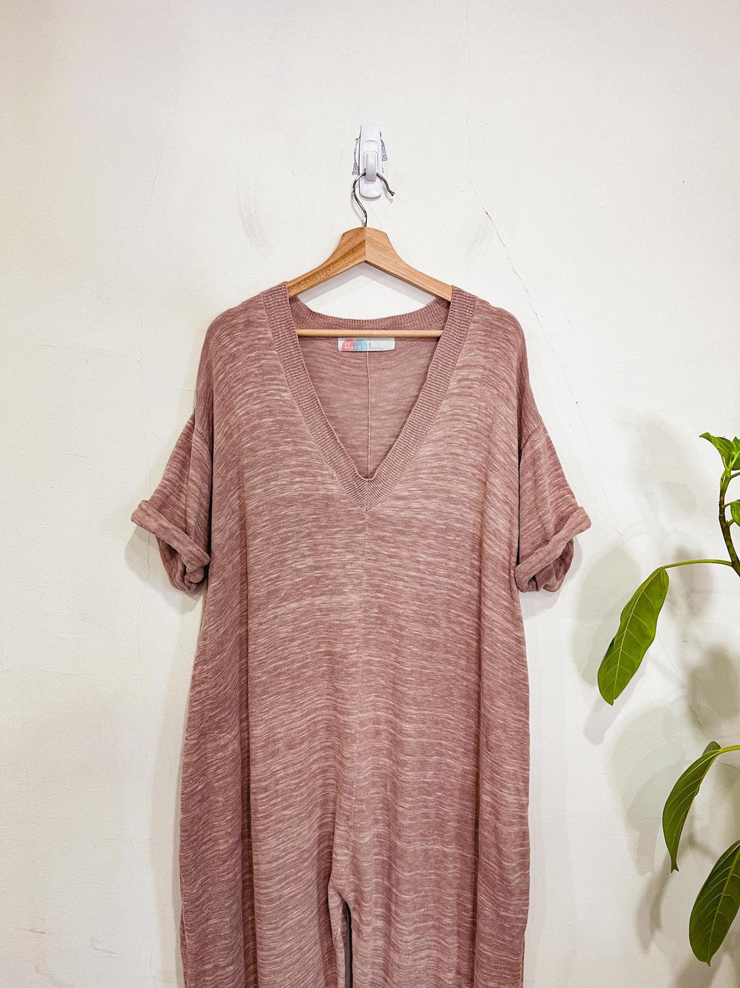 Free People Oversized Knit Jumpsuit in Dusty Rose (Size S-L)