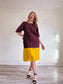 COS Maroon Oversized Dress with Yellow Chiffon Panel (Size L)