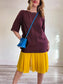 COS Maroon Oversized Dress with Yellow Chiffon Panel (Size L)