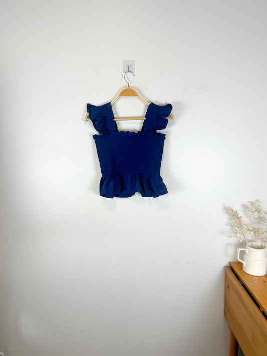 HILL HOUSE "The Ellie Crop Top in Navy" (Size S)