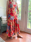 Vintage Floral Midi Dress with Draped Skirt (Size S/M)