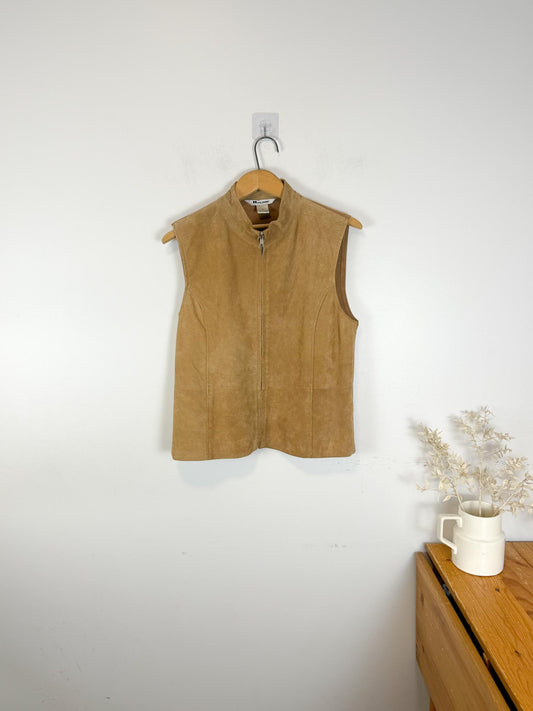 Vintage Leather Vest in Camel (Size M)