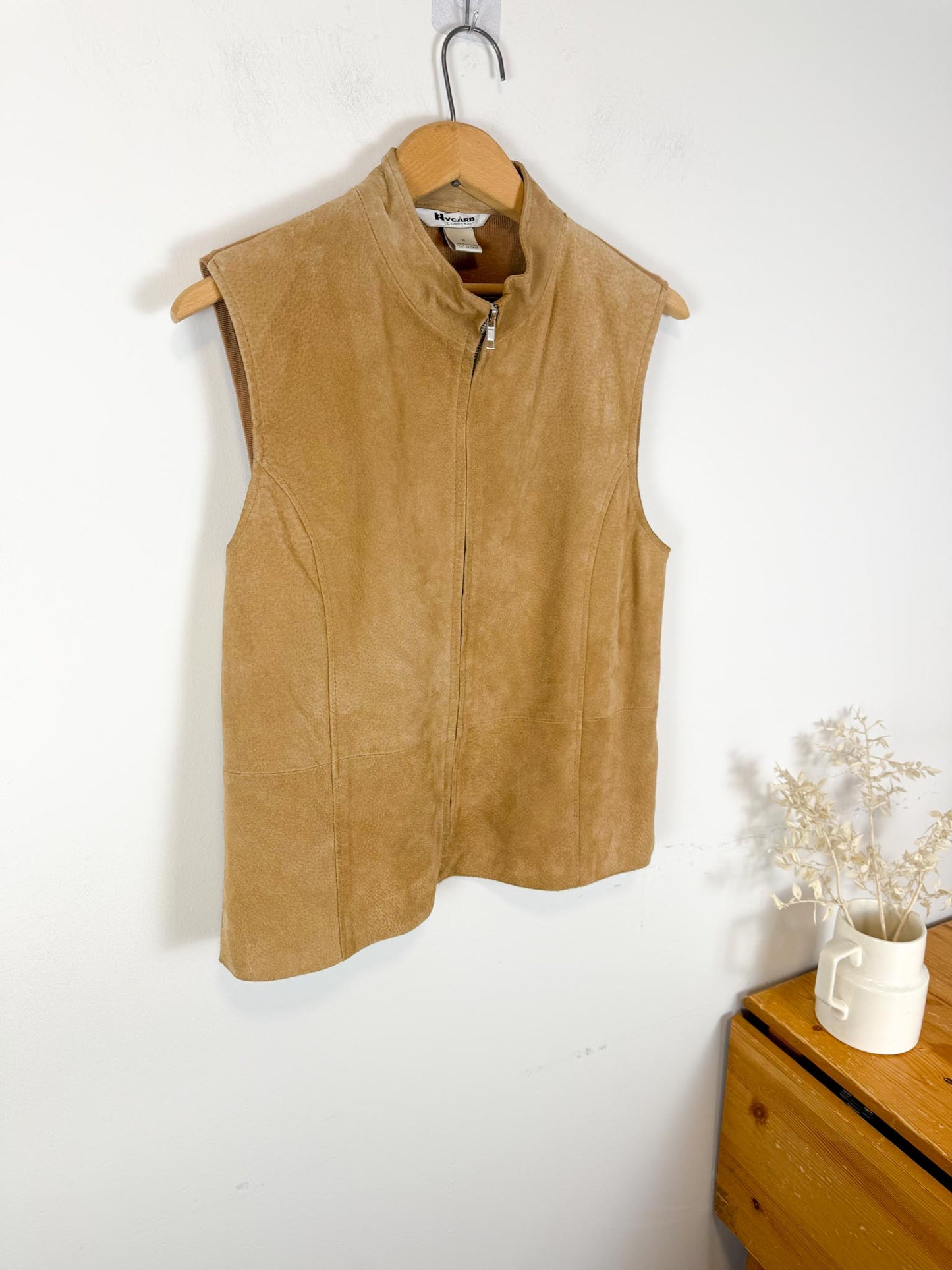 Vintage Leather Vest in Camel (Size M)