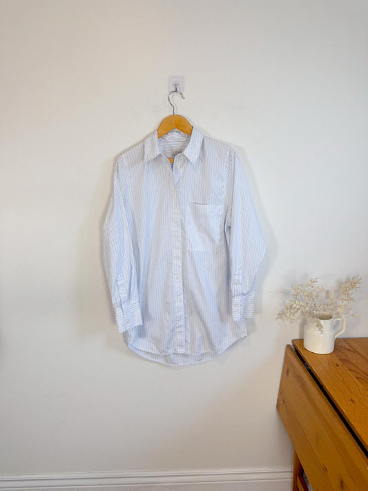 COS Pinstriped Button Down in White/Blue (Size S/M)