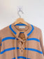Everlane "The Lace-Up Smock Sweater in Blue/Brown Stripe" (Size M)