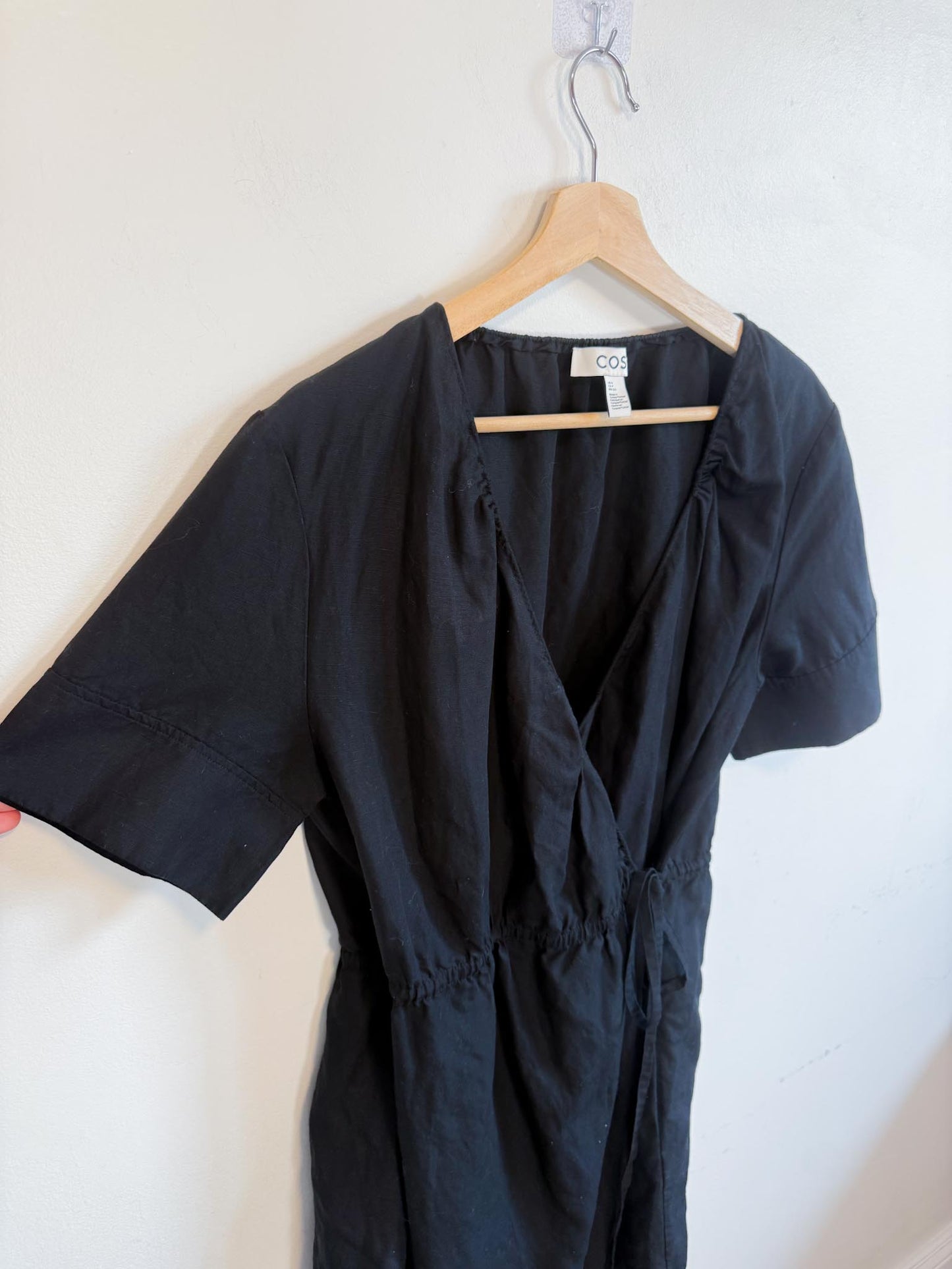 COS Linen Wrap Mini Dress in Black (Size S-L)