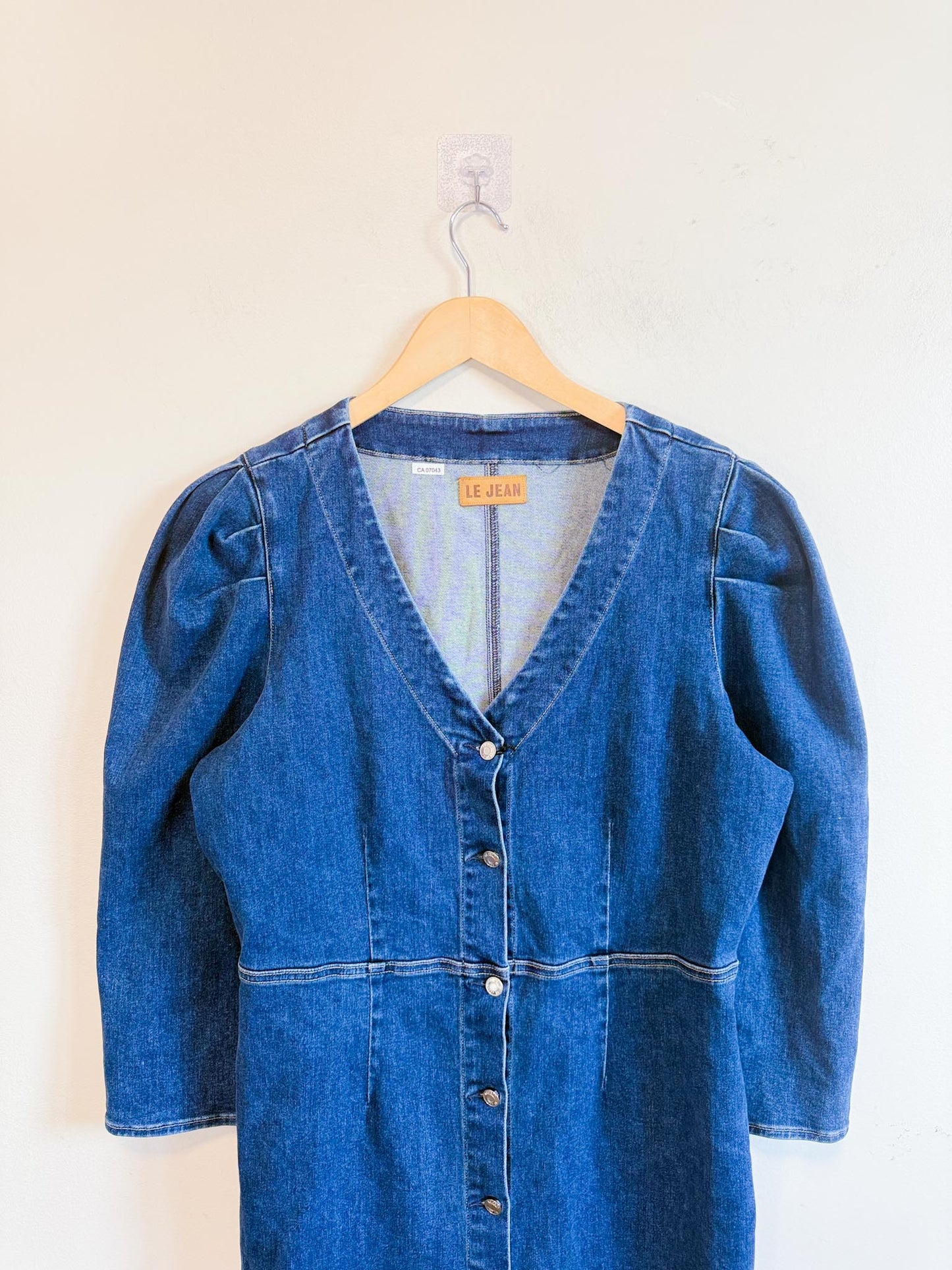 LE JEAN " Puff Sleeve Denim Mini Dress" (Size M/L)