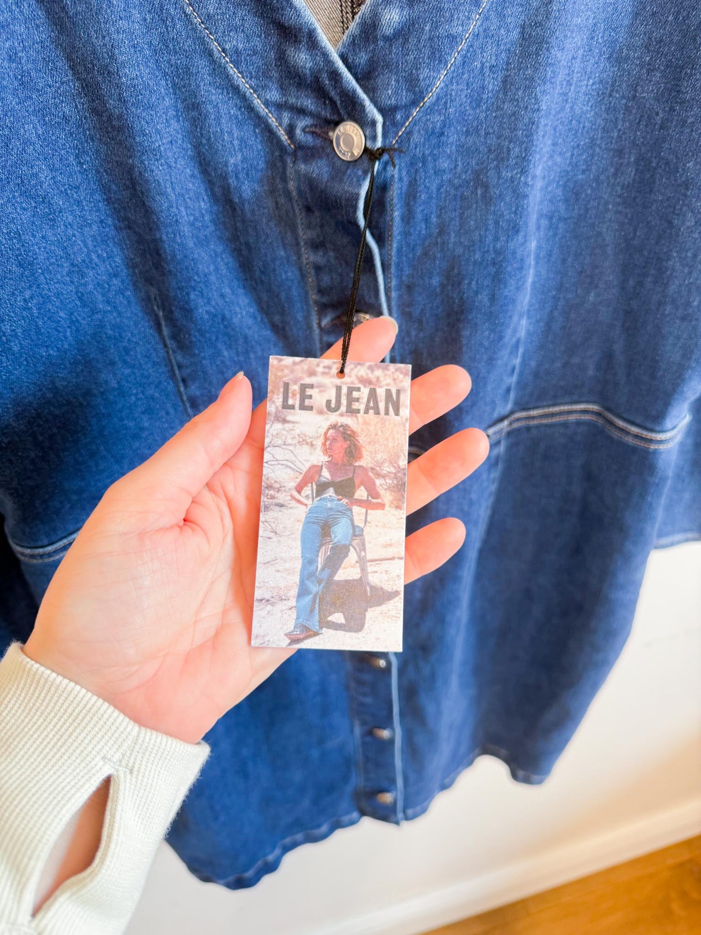 LE JEAN " Puff Sleeve Denim Mini Dress" (Size M/L)