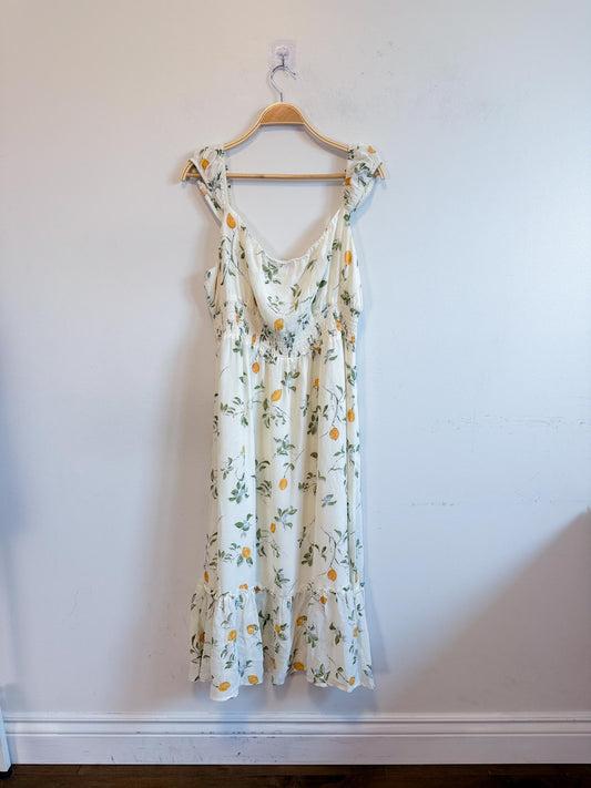 Reformation Sustainable "Sunstone Dress in White Floral" (Size 14)