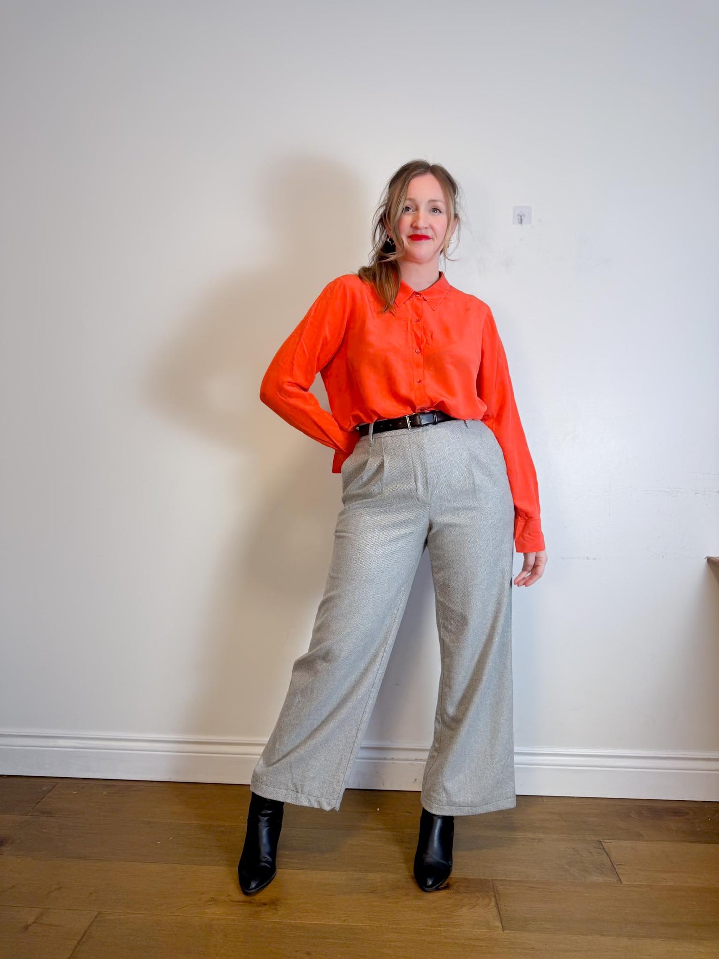 Eileen Fisher Silk Blouse in Orange Coral SOLD AS IS (Size L)