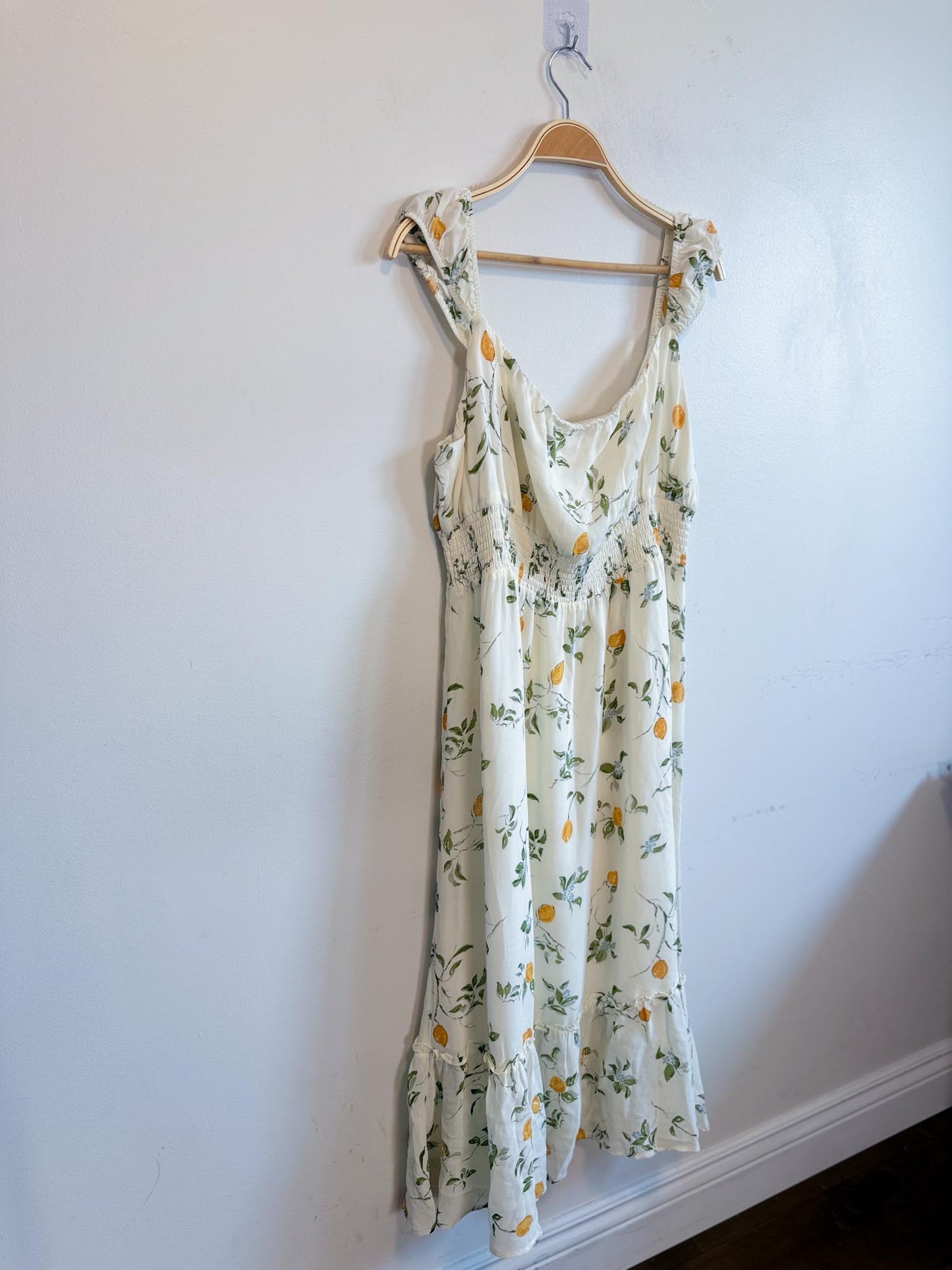 Reformation Sustainable "Sunstone Dress in White Floral" (Size 14)