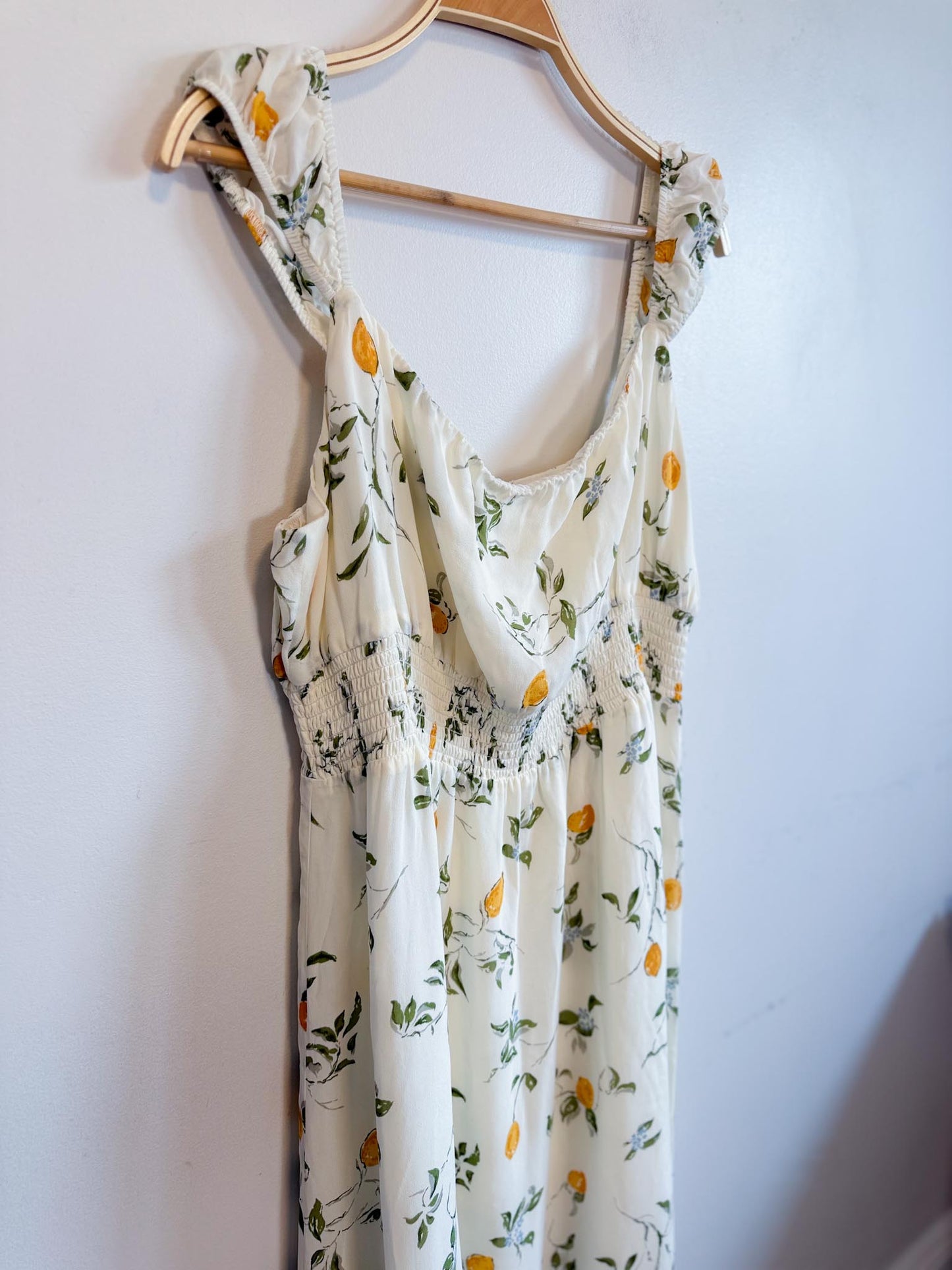 Reformation Sustainable "Sunstone Dress in White Floral" (Size 14)
