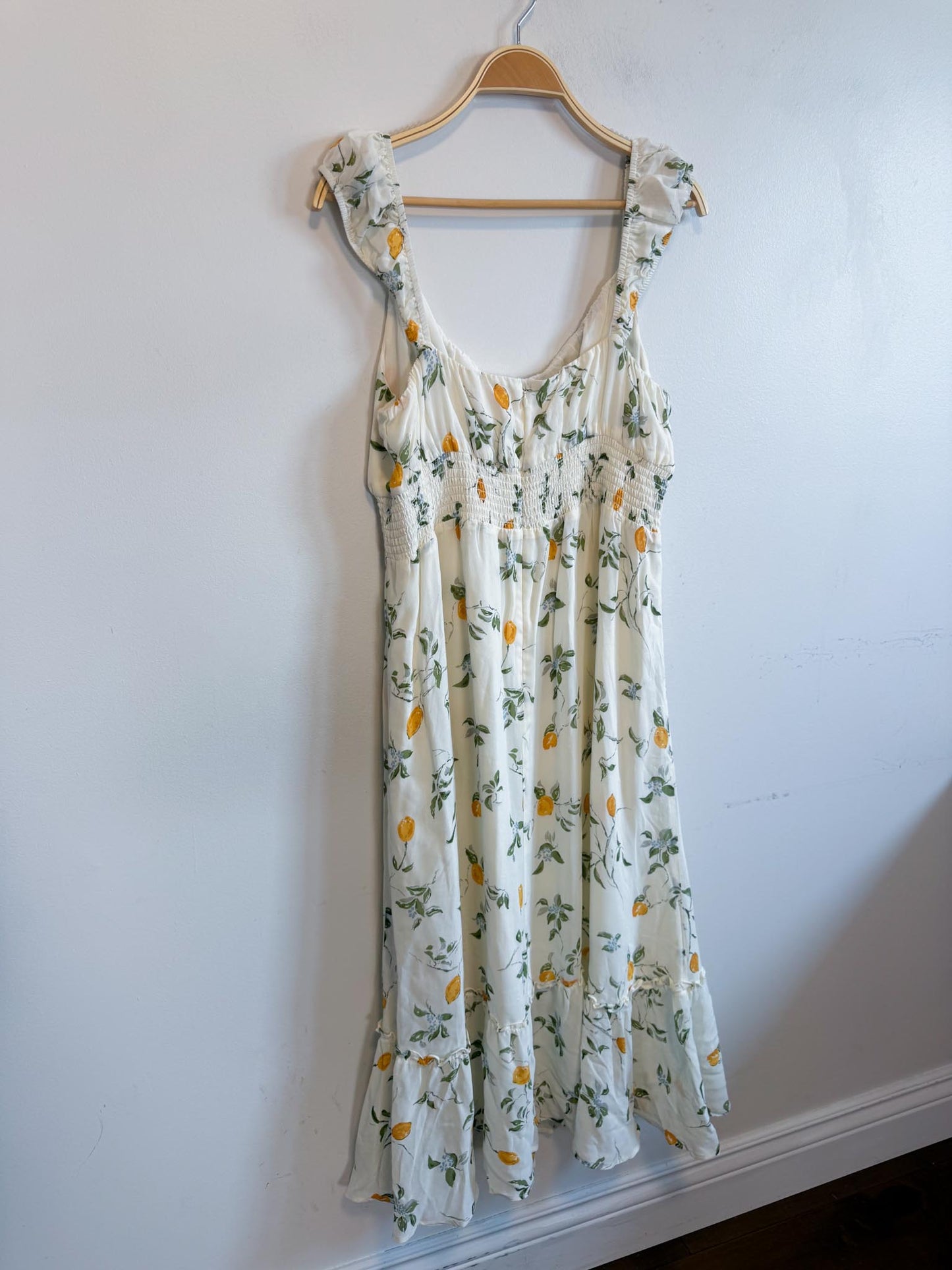 Reformation Sustainable "Sunstone Dress in White Floral" (Size 14)