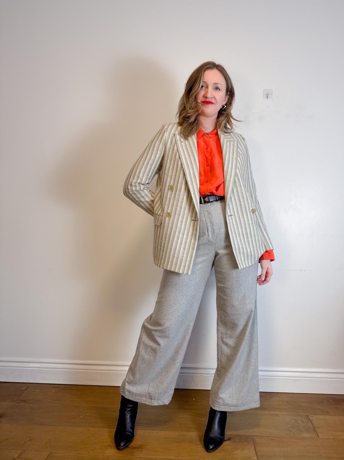 Wilfred Houndstooth Wool & Cashmere Trousers in Grey (Size 10)