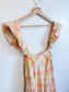 Anthropologie "Maeve Linen Blend Flutter-Sleeve A-Line Midi Dress in Pastel Plaid" (Size S)