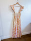 Anthropologie "Maeve Linen Blend Flutter-Sleeve A-Line Midi Dress in Pastel Plaid" (Size S)