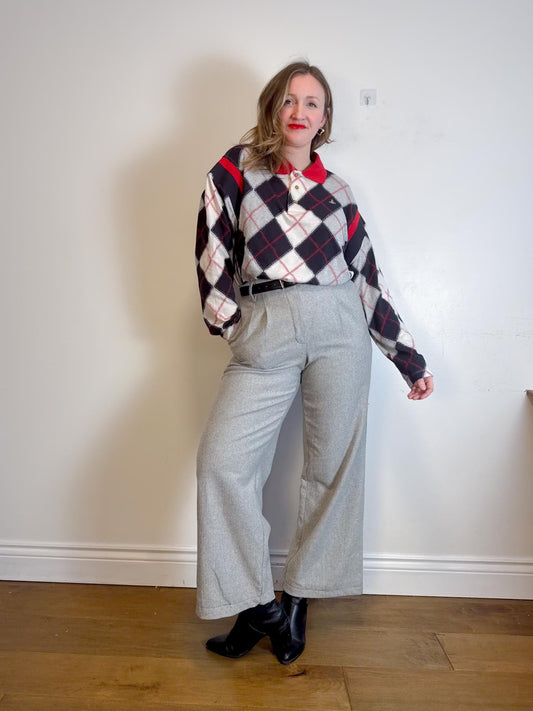 Wilfred Houndstooth Wool & Cashmere Trousers in Grey (Size 10)