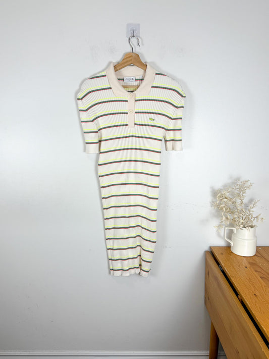 Lacoste Striped Ribbed Polo Dress (Size L)