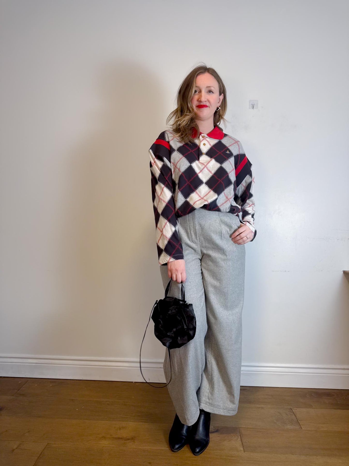 Wilfred Houndstooth Wool & Cashmere Trousers in Grey (Size 10)