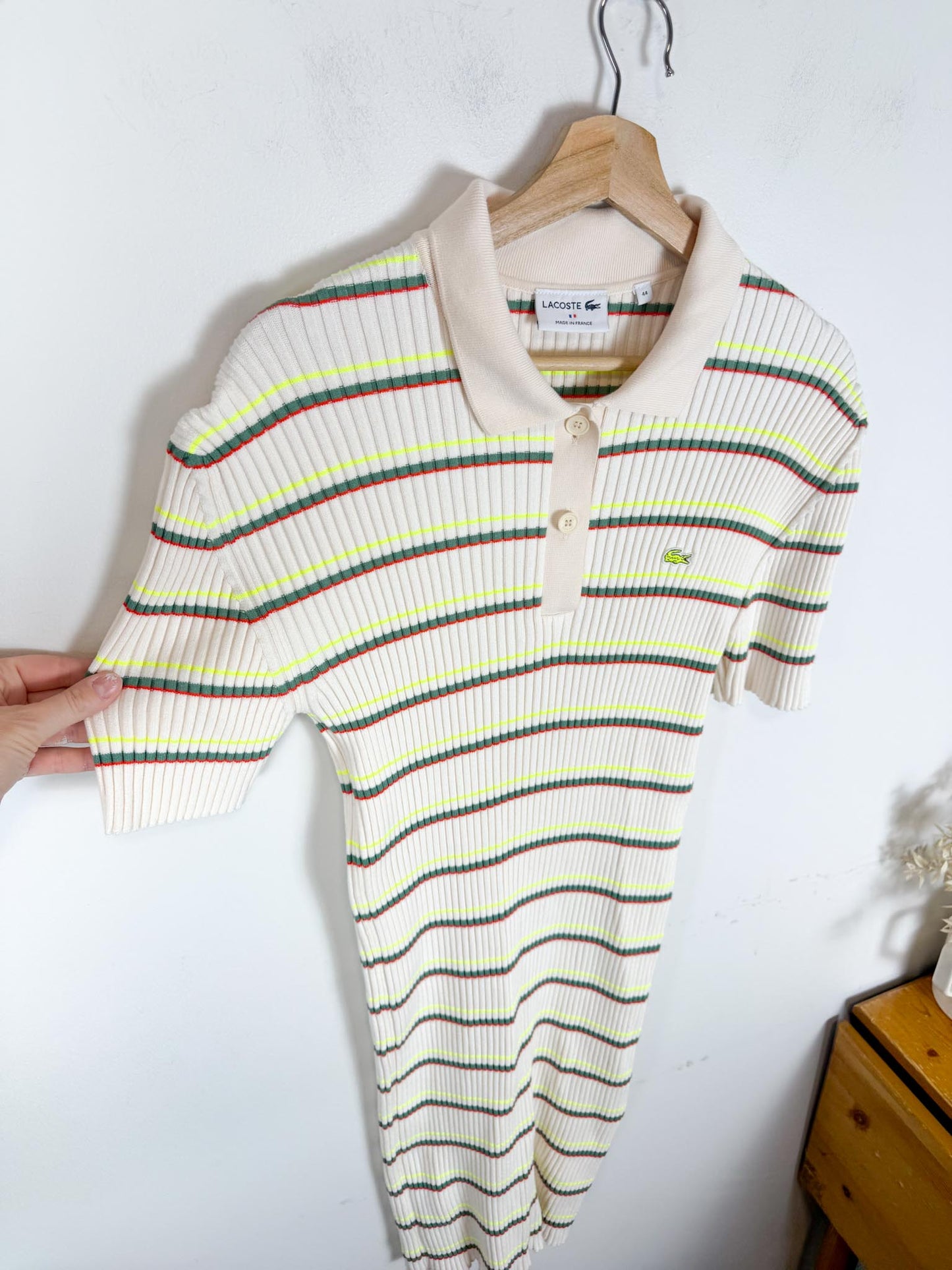 Lacoste Striped Ribbed Polo Dress (Size L)