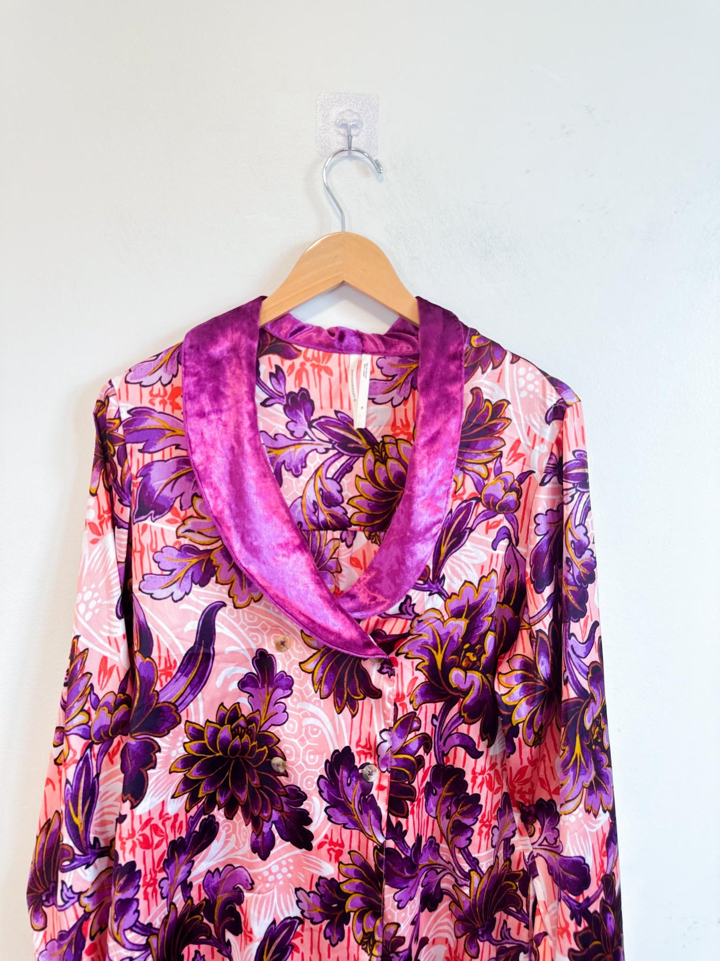 Anthropologie "Luxe Blouse in Purple Floral" (Size M)