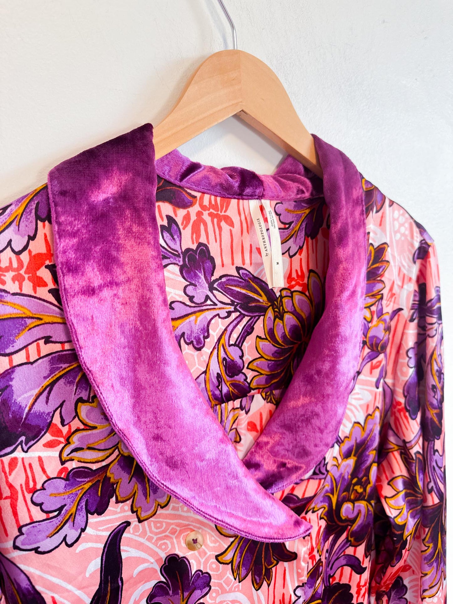 Anthropologie "Luxe Blouse in Purple Floral" (Size M)