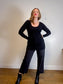 MiiK Slow Fashion Long Sleeve Top in Black Grey Stripe (Size XL)
