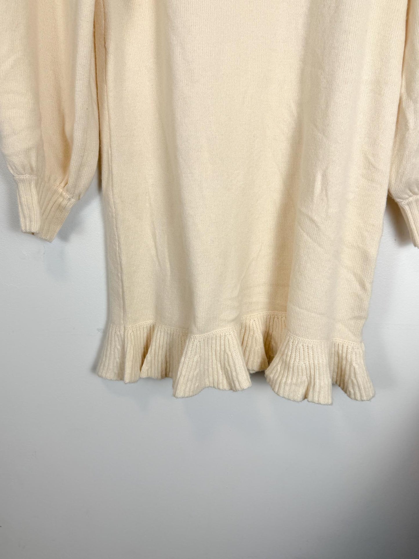 PAIGE "Julita Long-Sleeve Sweater Mini Dress in Cream" (Size XS/S)