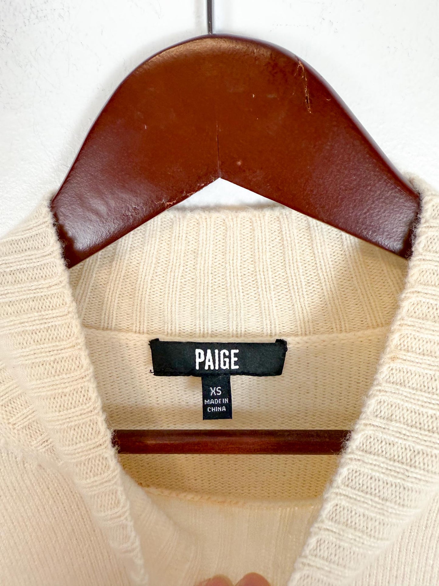 PAIGE "Julita Long-Sleeve Sweater Mini Dress in Cream" (Size XS/S)