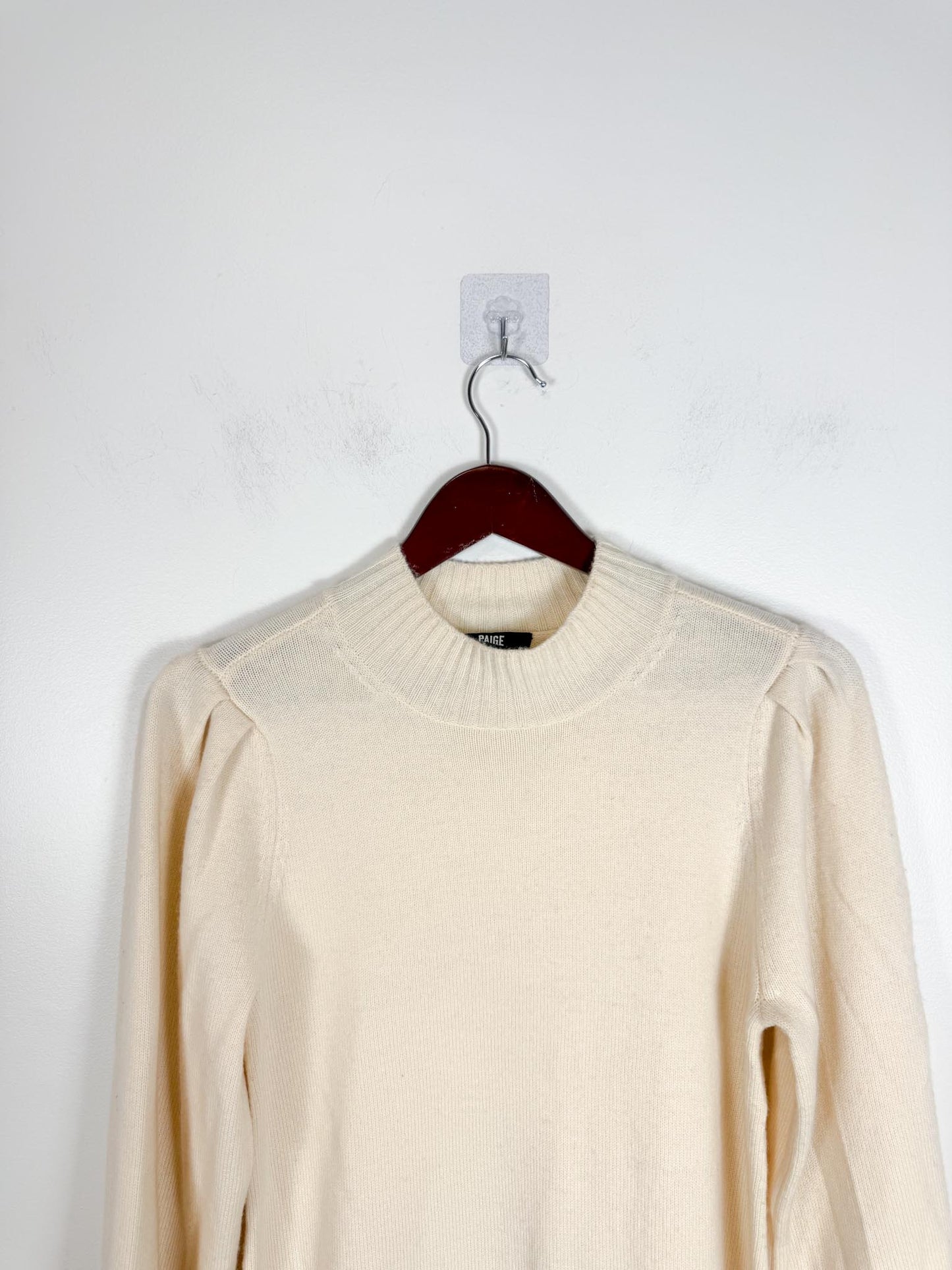 PAIGE "Julita Long-Sleeve Sweater Mini Dress in Cream" (Size XS/S)