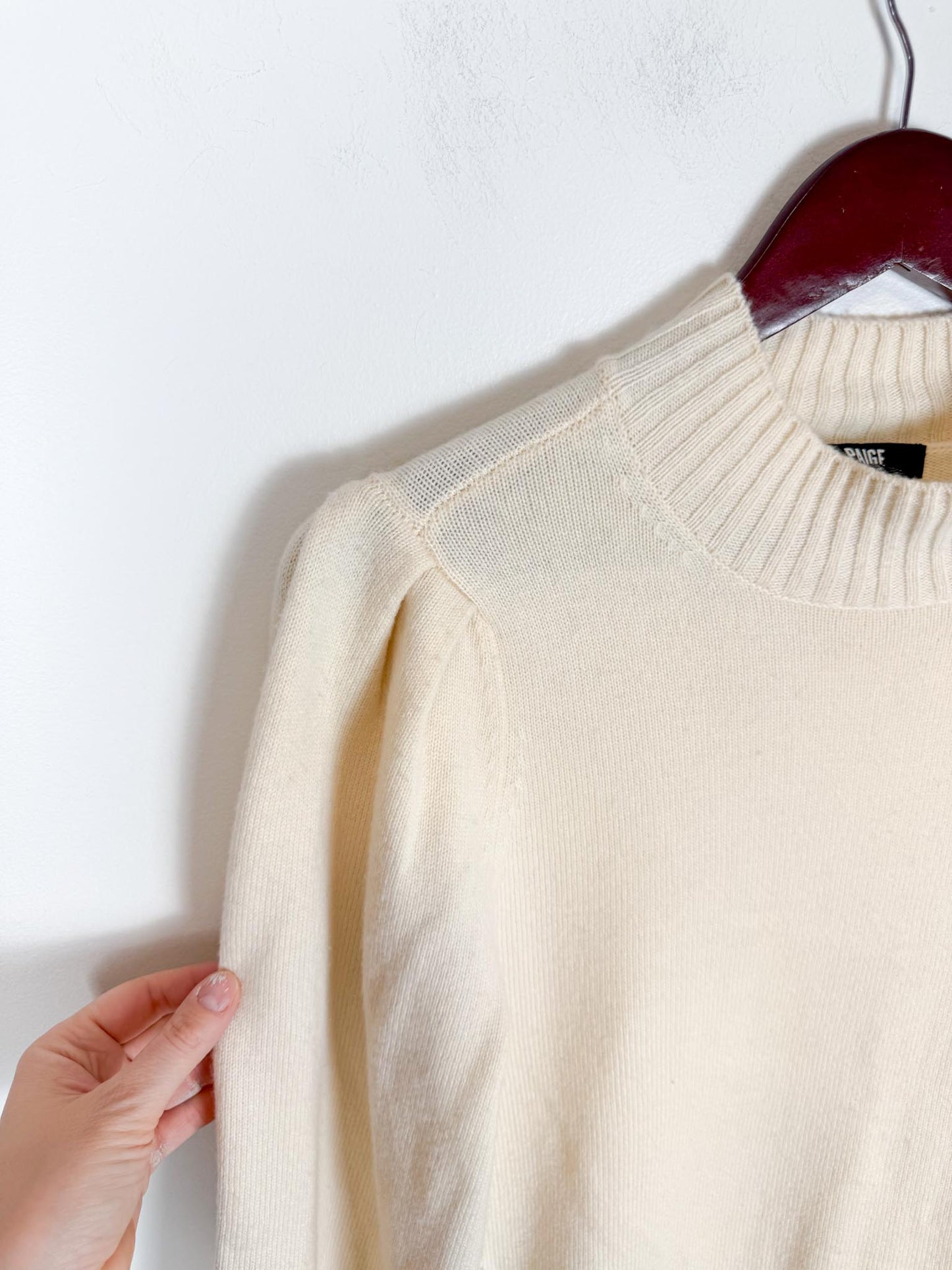 PAIGE "Julita Long-Sleeve Sweater Mini Dress in Cream" (Size XS/S)