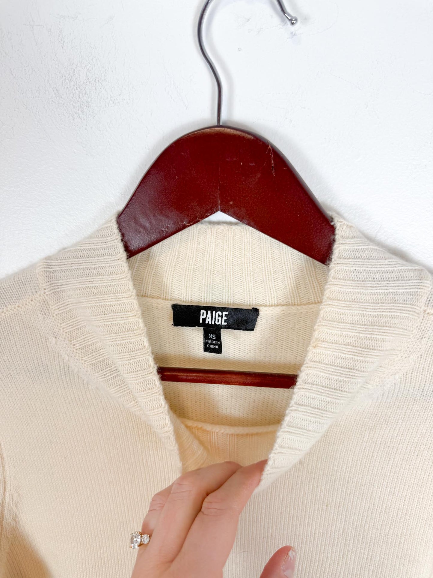 PAIGE "Julita Long-Sleeve Sweater Mini Dress in Cream" (Size XS/S)