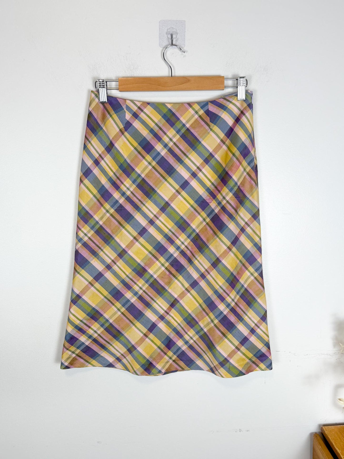 Vintage Sinequanone Plaid Silk Skirt (Size S)