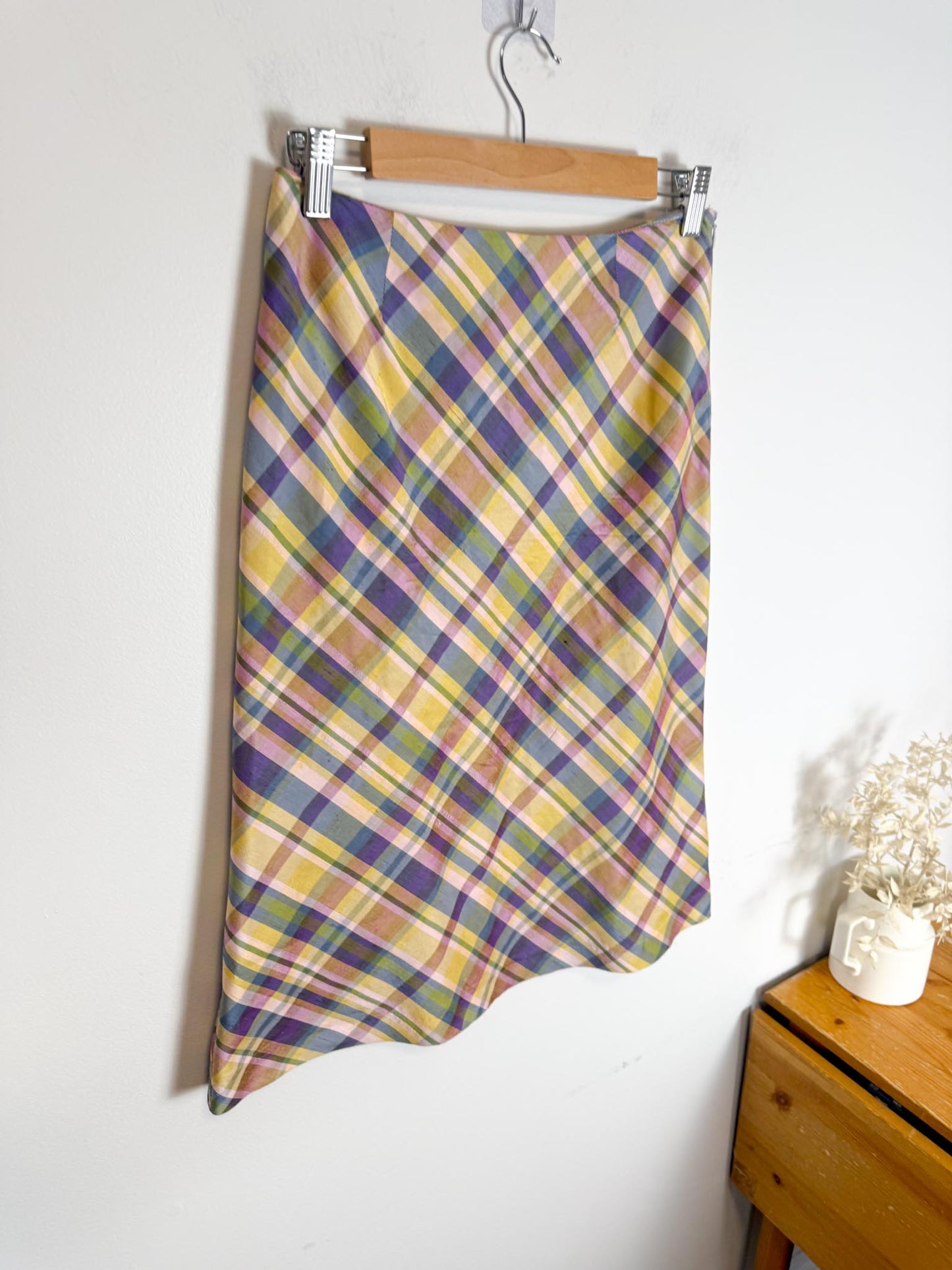 Vintage Sinequanone Plaid Silk Skirt (Size S)