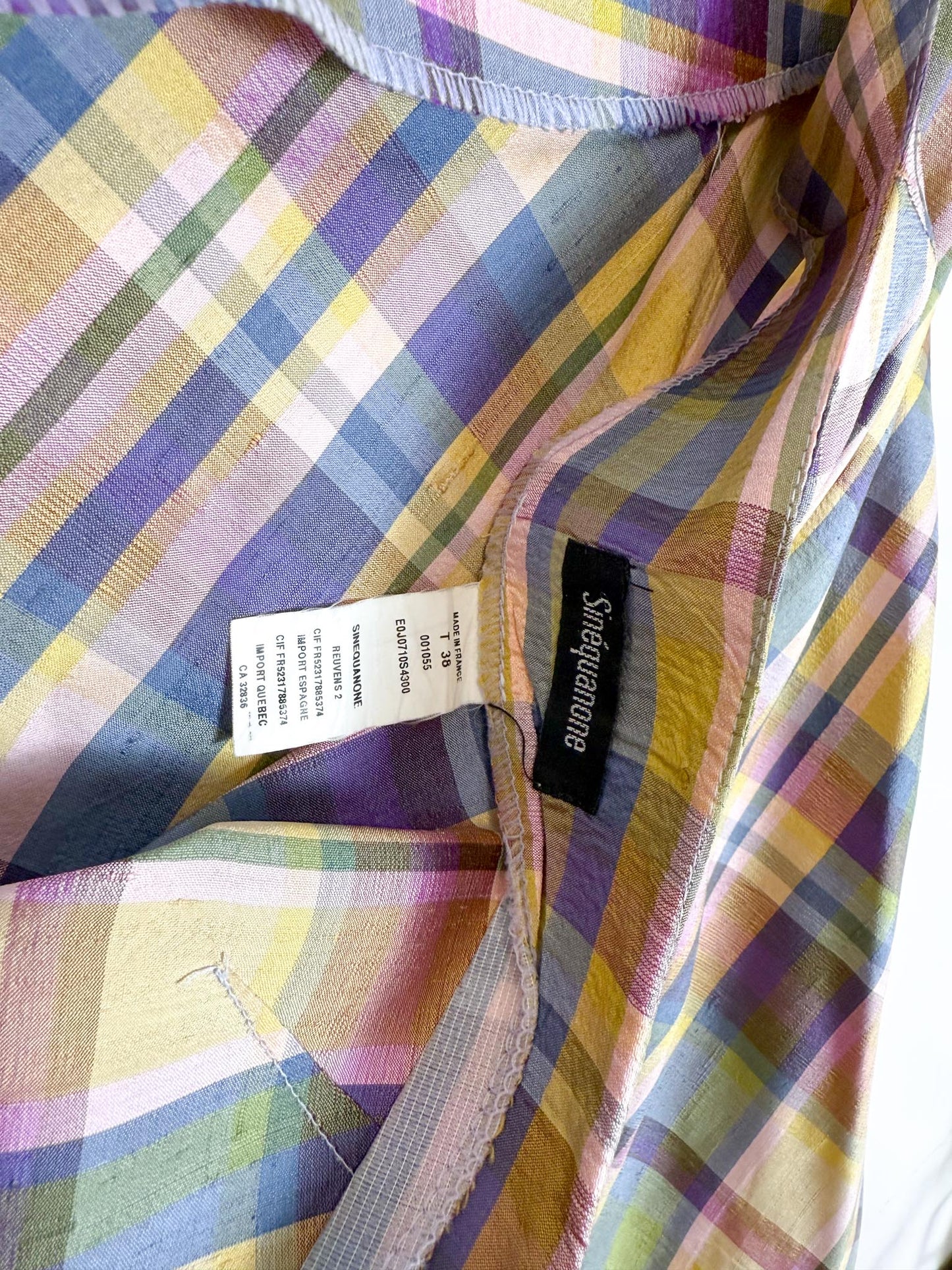 Vintage Sinequanone Plaid Silk Skirt (Size S)