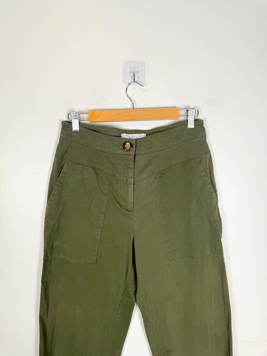Birds of North America Slow Fashion High Waist Trousers in Khaki Green (Size M)