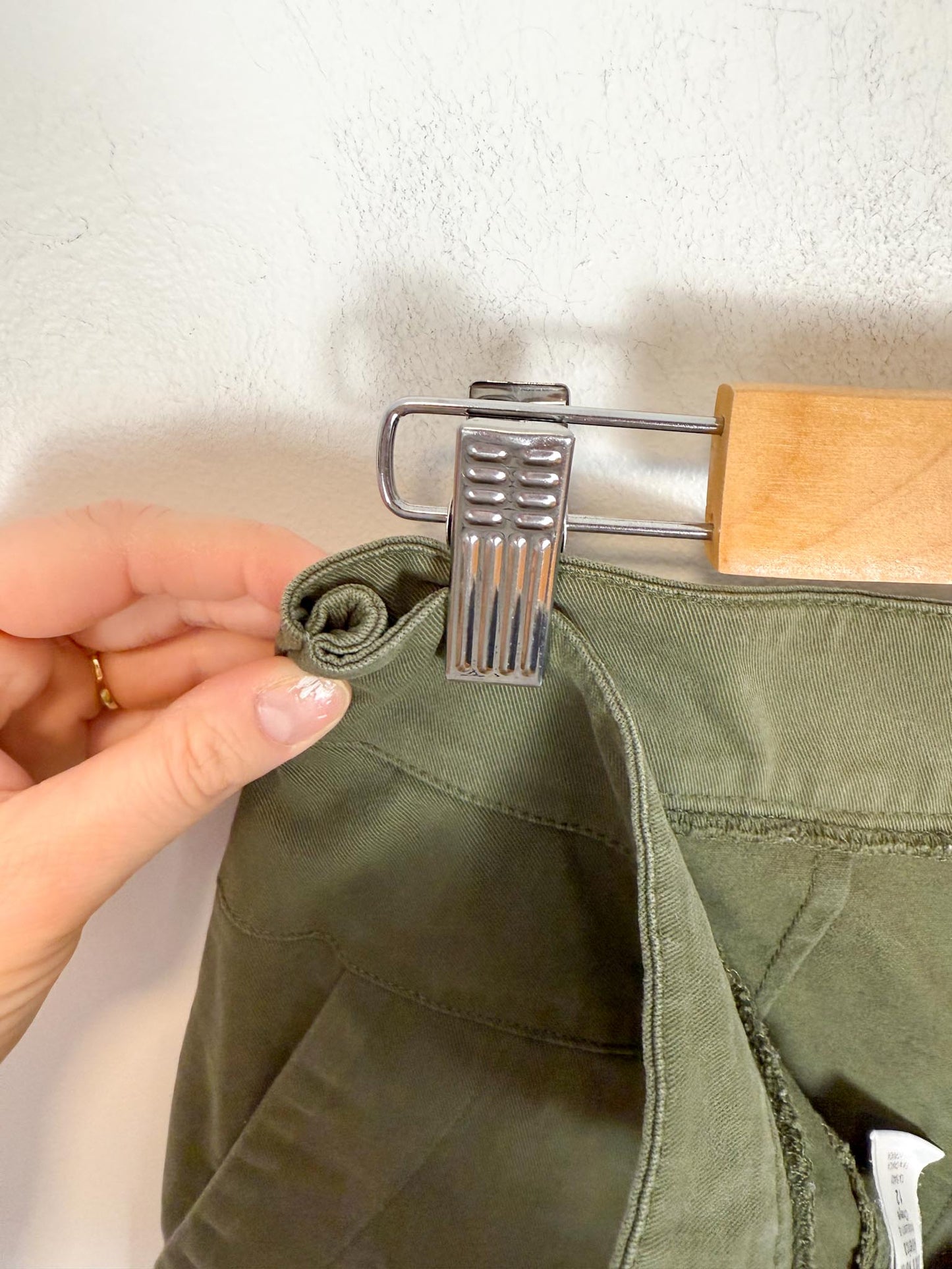 Birds of North America Slow Fashion High Waist Trousers in Khaki Green (Size M)