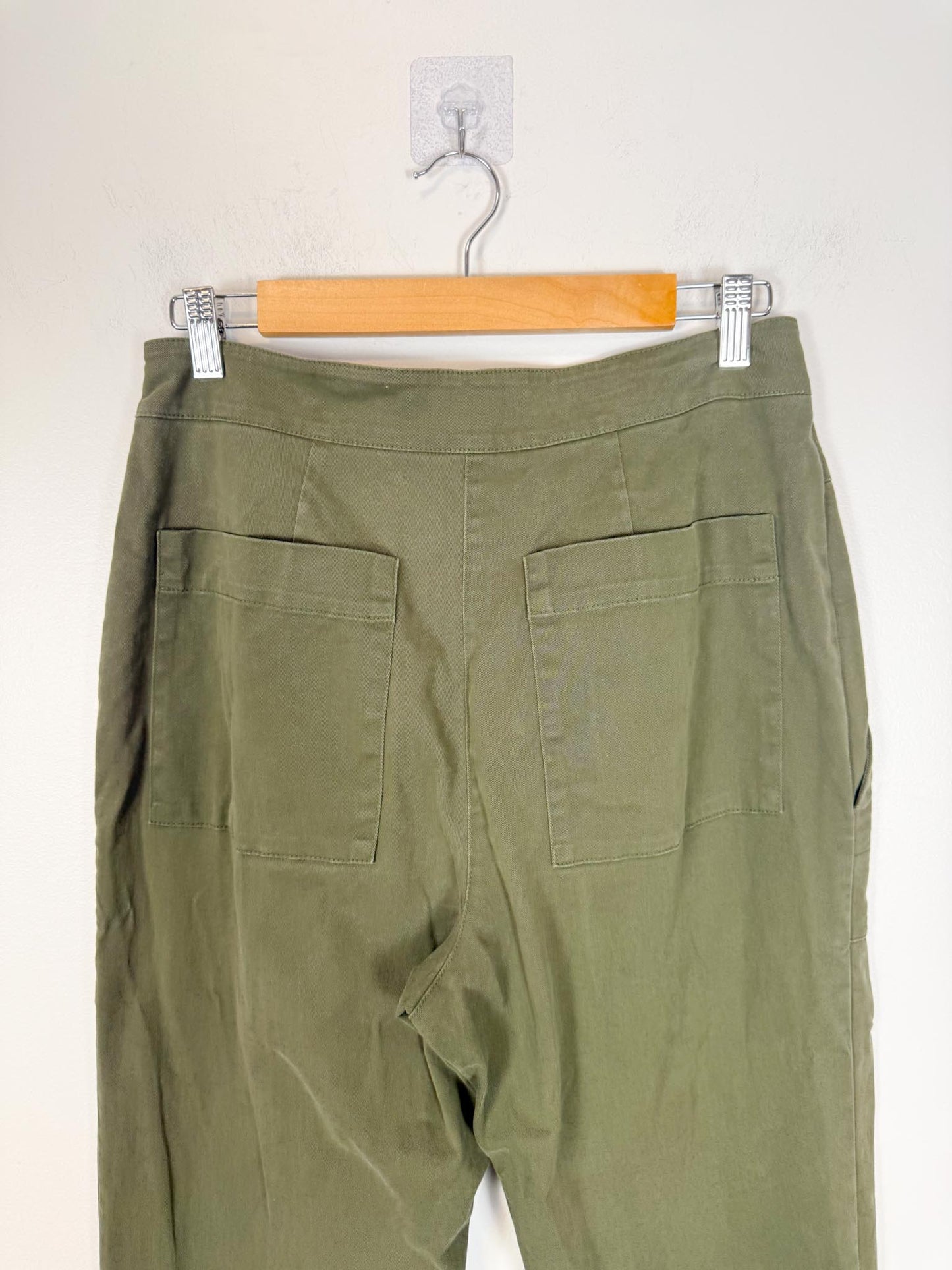 Birds of North America Slow Fashion High Waist Trousers in Khaki Green (Size M)