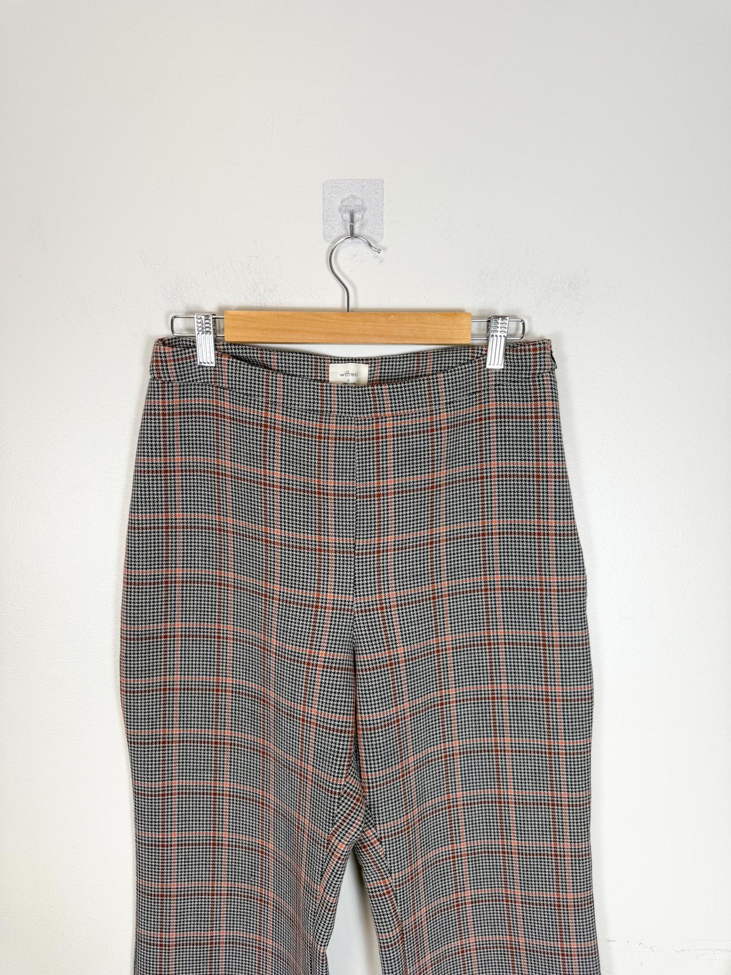 Wilfred High Waist Plaid Trousers in Black/Rust/Salmon (Size 8/10)